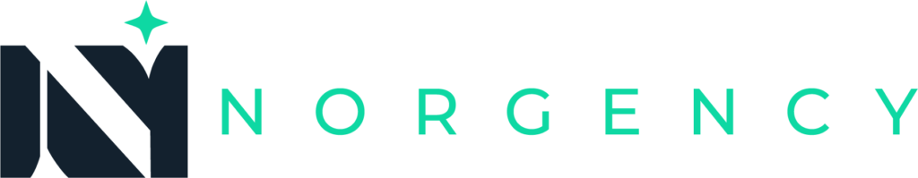 Norgency-logo med mørk N og grønn NORGENCY tekst